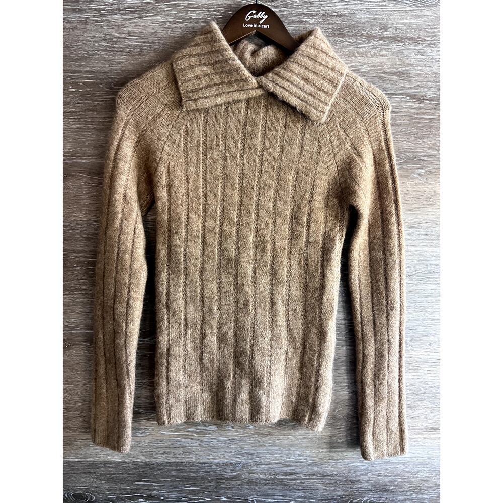 Lita by Ciara Wool blend Sweater collar long sleeves Brown Sz XXS Made in Italy
